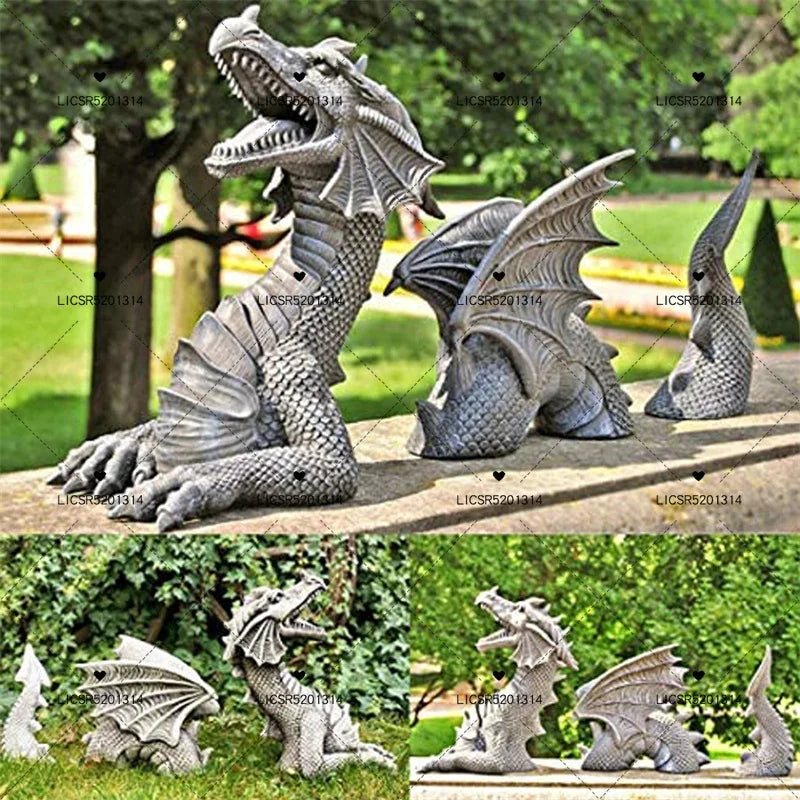 b0983d93y8 dragon sculptures resin giant lawn sculpture gothic fantasy dragon figures art garden patio lawn statues furnishings decoration