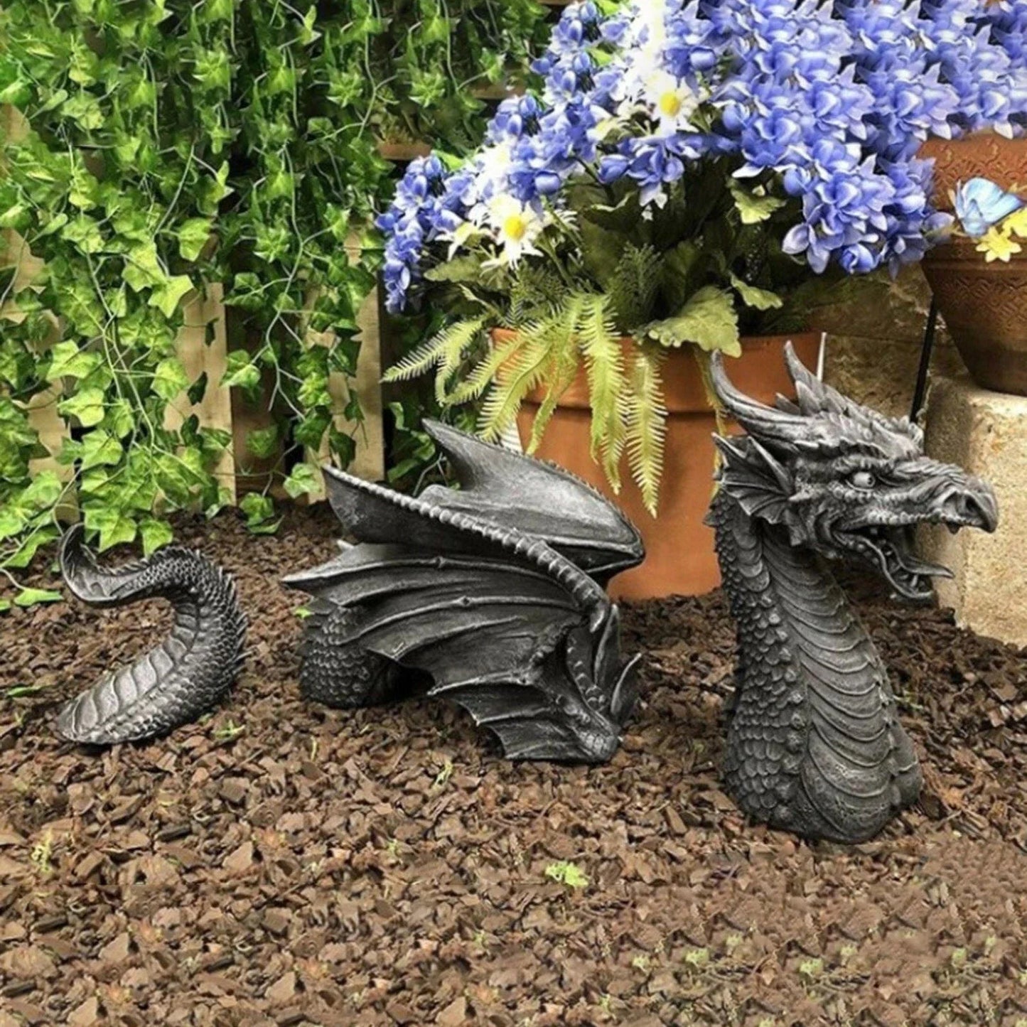 b0983d93y8 dragon sculptures resin giant lawn sculpture gothic fantasy dragon figures art garden patio lawn statues furnishings decoration