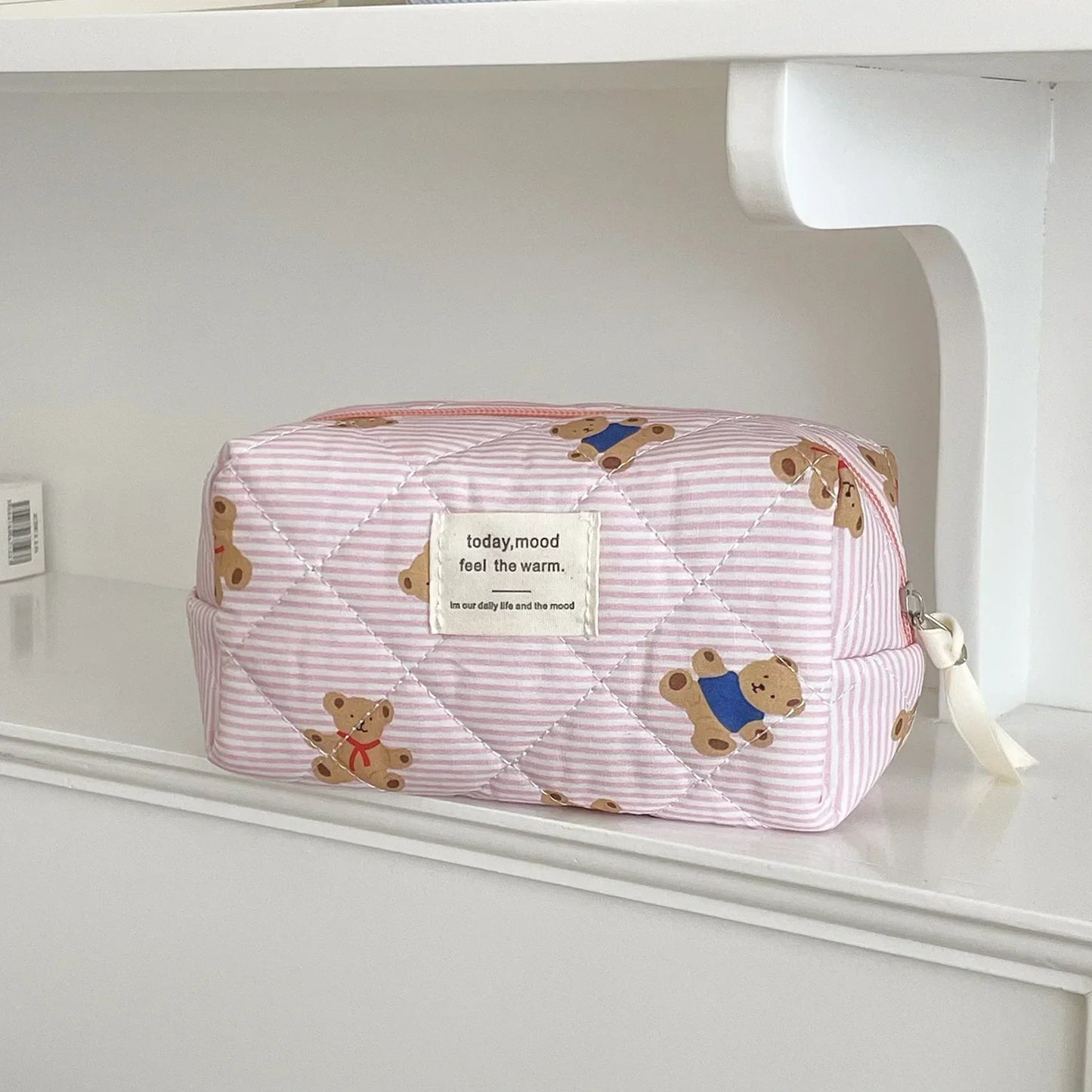 1pcs cotton blue flower women cosmetic bag fabric storage bags small big capacity travel organzier pouch women makeup case