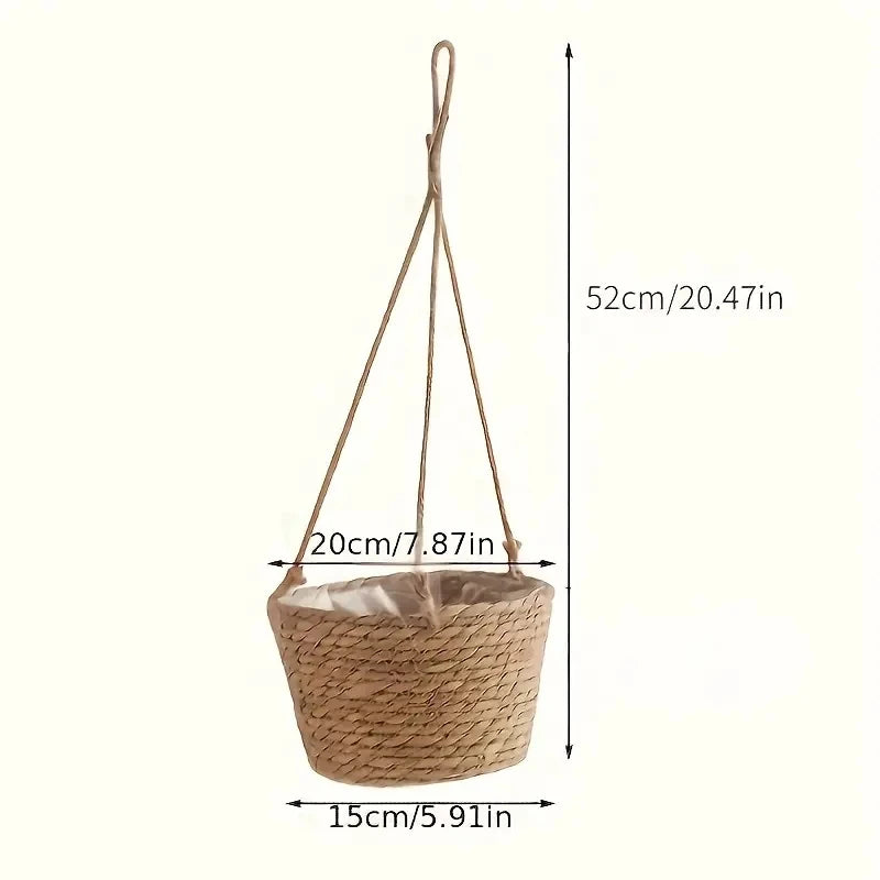 b08d3rp57l 1 set, garden hanging planter macrame plant storage basket jute rope woven indoor outdoor flower pot holder plant hangers home d