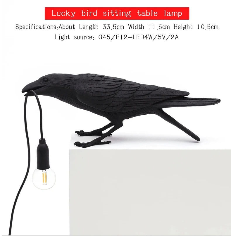 b094vp69r2 resin lucky bird crow wall lamp table lamp night light bedroom bedside living room wall lamp home decoration