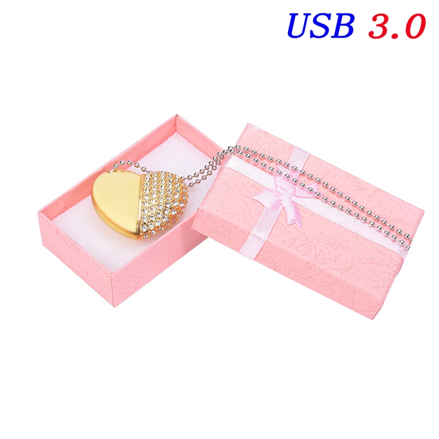 usb 3.0 metal diamond crystal heart pink box usb flash drive 16gb 32gb 64gb 128gb memory stick thumb drive creative gift u disk