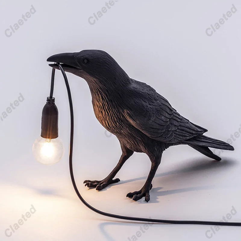 b094vp69r2 resin lucky bird crow wall lamp table lamp night light bedroom bedside living room wall lamp home decoration