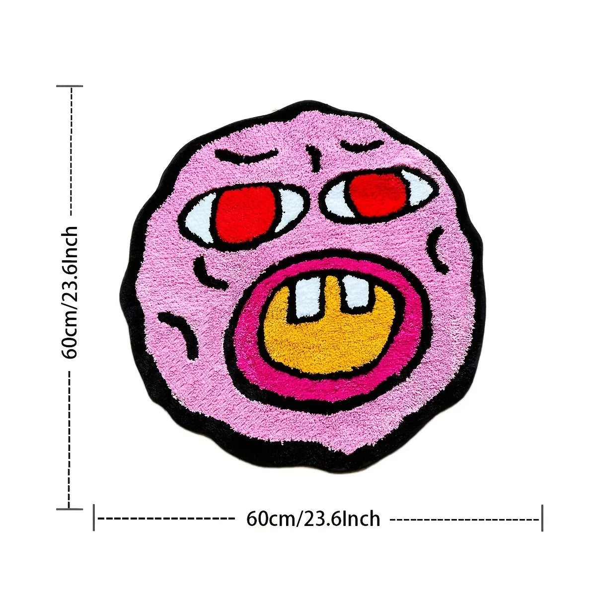b0c4x9nxf4 cherry bomb pink handmade tufted rug | kawaii room decor | small bedroom rug | cartoon circle punch needle carpet