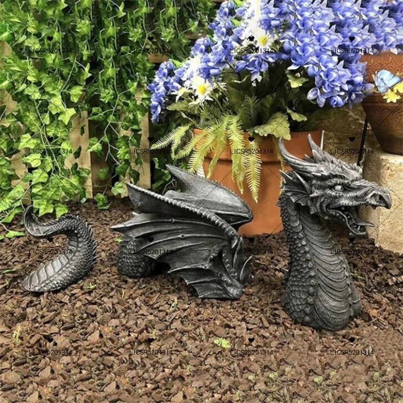 b0983d93y8 dragon sculptures resin giant lawn sculpture gothic fantasy dragon figures art garden patio lawn statues furnishings decoration