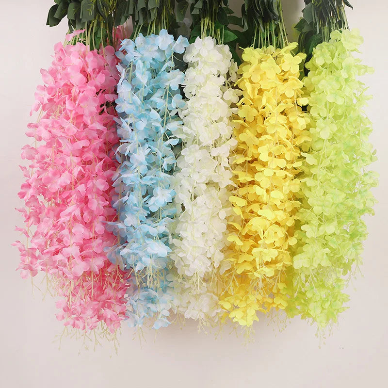 12pcs artificial wisteria flowers string hanging garland outdoor wedding garden arch decoration home party decor fake flower