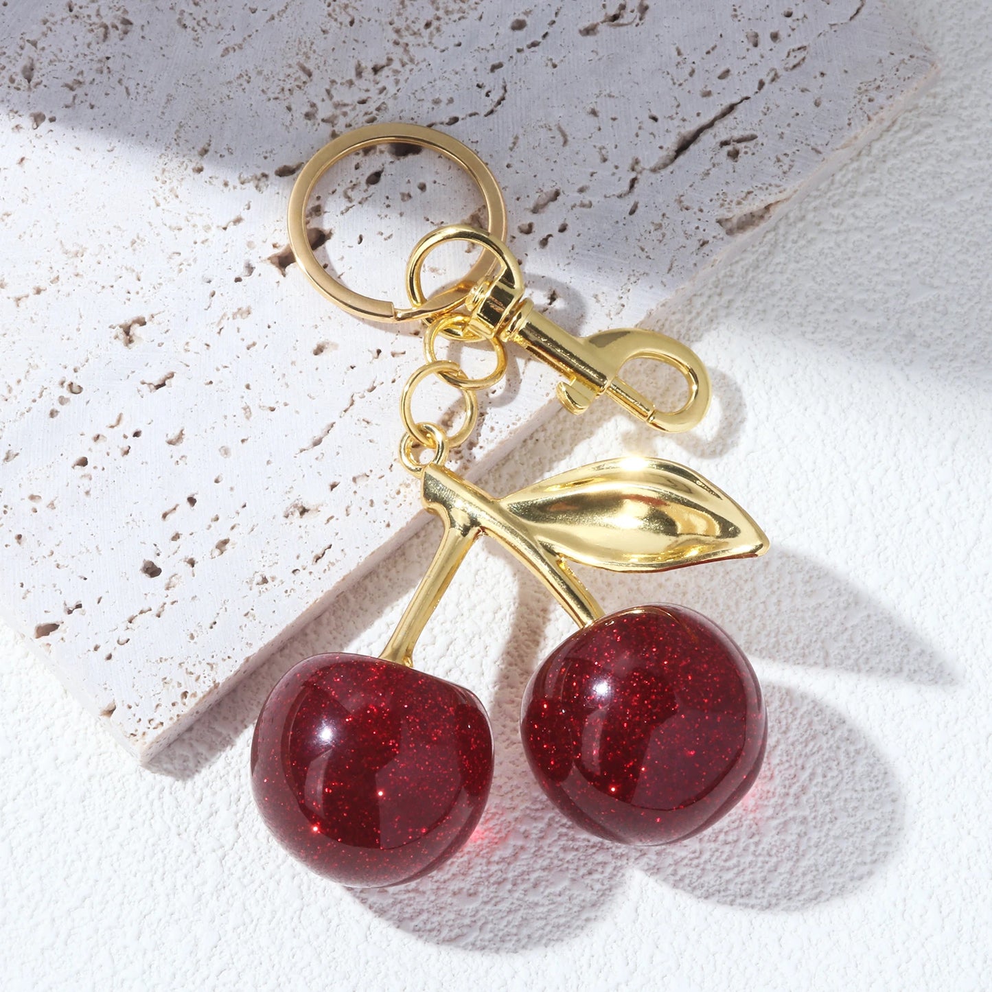 b0cyyyyk6q fashion delicious red cherry keychain summer fruits cherries pendant keyring for women men jewelry bag accessories gift