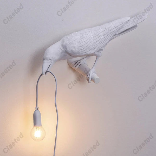 b094vp69r2 resin lucky bird crow wall lamp table lamp night light bedroom bedside living room wall lamp home decoration