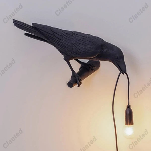 b094vp69r2 resin lucky bird crow wall lamp table lamp night light bedroom bedside living room wall lamp home decoration