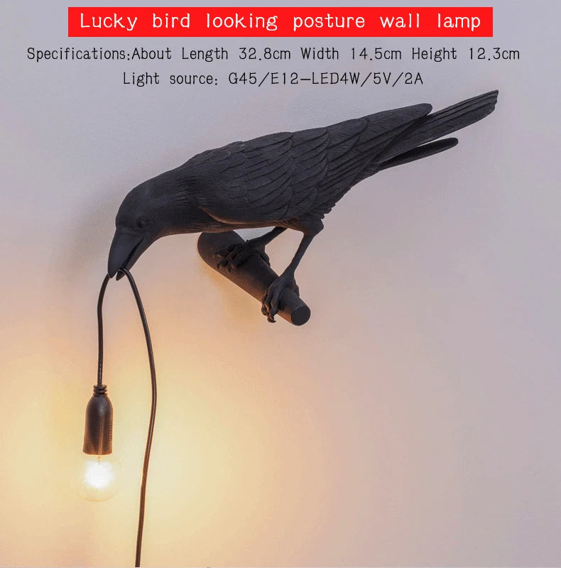 b094vp69r2 resin lucky bird crow wall lamp table lamp night light bedroom bedside living room wall lamp home decoration