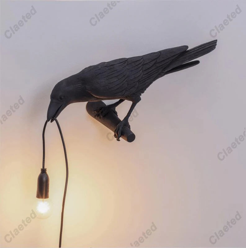 b094vp69r2 resin lucky bird crow wall lamp table lamp night light bedroom bedside living room wall lamp home decoration