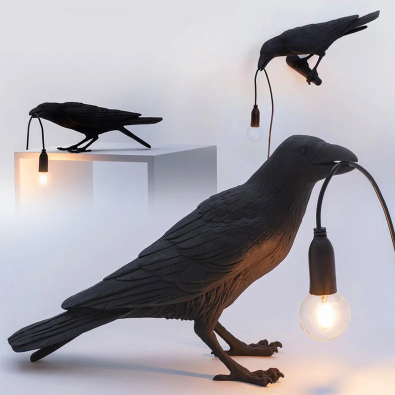 b094vp69r2 resin lucky bird crow wall lamp table lamp night light bedroom bedside living room wall lamp home decoration