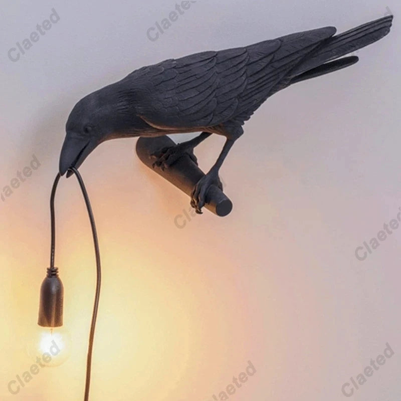 b094vp69r2 resin lucky bird crow wall lamp table lamp night light bedroom bedside living room wall lamp home decoration