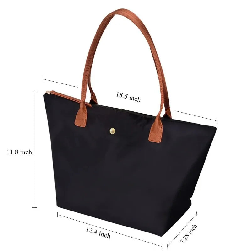 b098rvw2n3 fashion nylon foldable large capacity travel handbag shoulder bag large nylon women's trendy underarm shopping purses bag