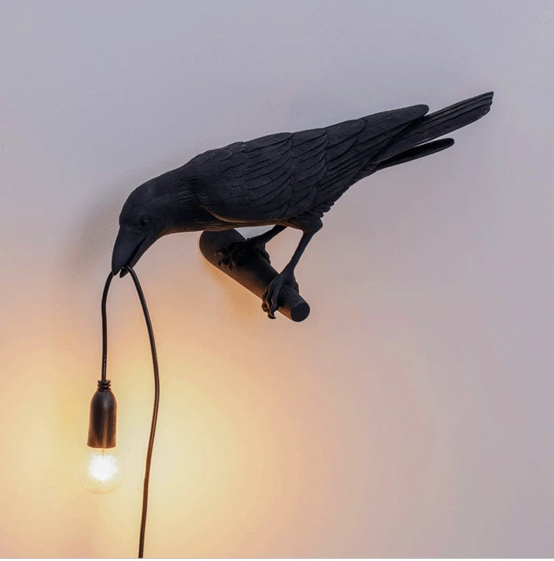 b094vp69r2 resin lucky bird crow wall lamp table lamp night light bedroom bedside living room wall lamp home decoration