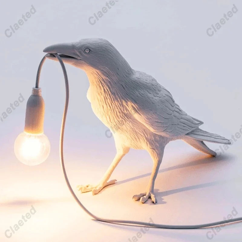b094vp69r2 resin lucky bird crow wall lamp table lamp night light bedroom bedside living room wall lamp home decoration
