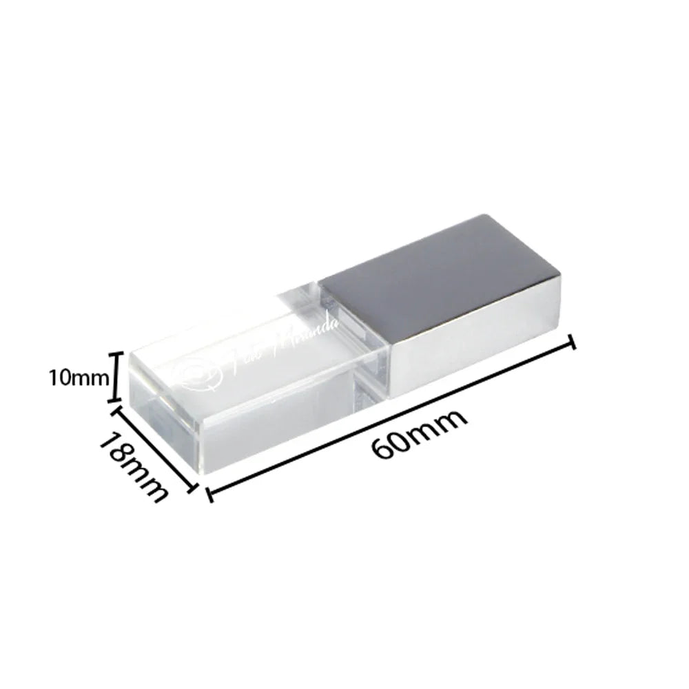 64 gb crystal usb flash drive 64gb blue led pen drive silver gloden memory stick creative gift u disk green led pendrive