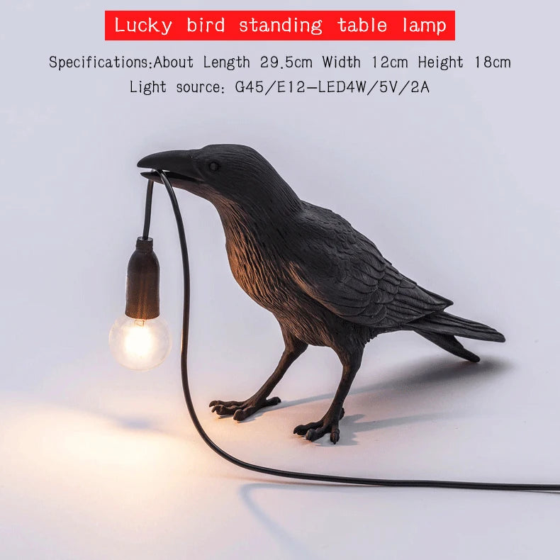 b094vp69r2 resin lucky bird crow wall lamp table lamp night light bedroom bedside living room wall lamp home decoration