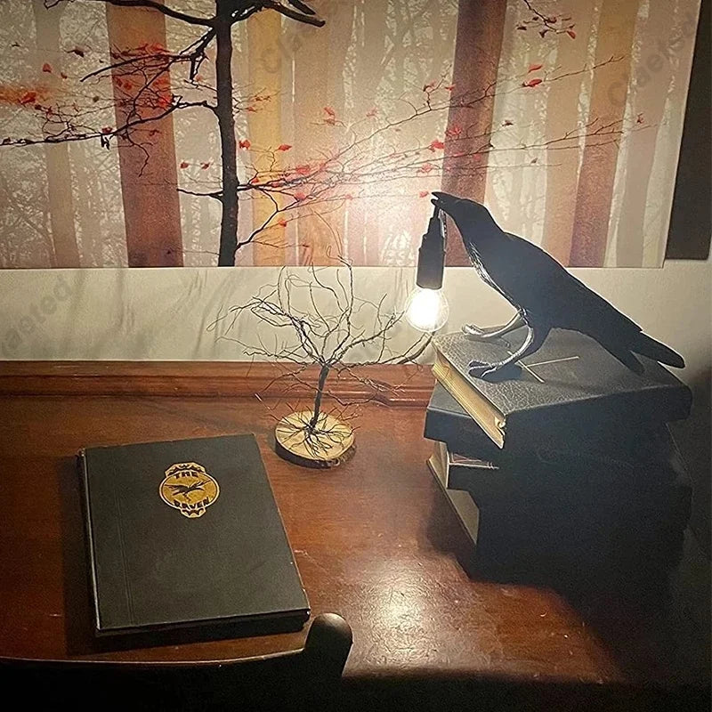b094vp69r2 resin lucky bird crow wall lamp table lamp night light bedroom bedside living room wall lamp home decoration