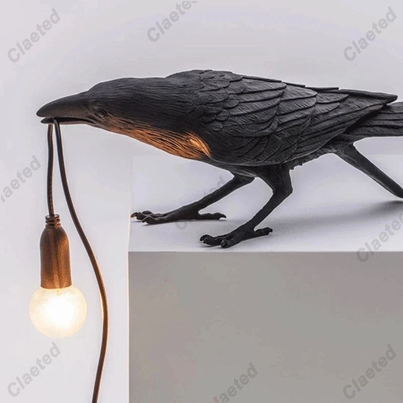 b094vp69r2 resin lucky bird crow wall lamp table lamp night light bedroom bedside living room wall lamp home decoration