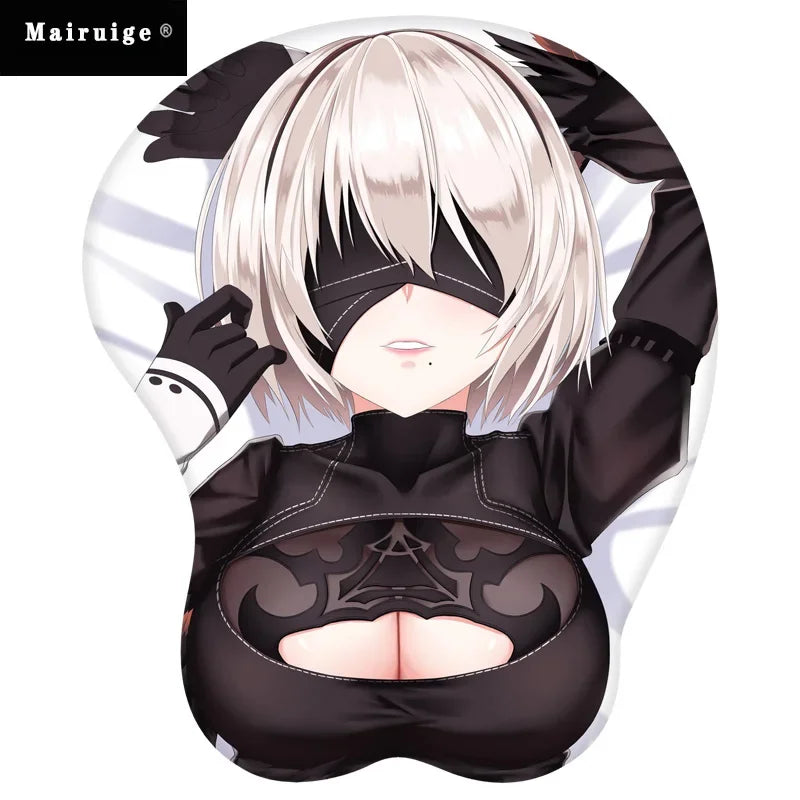 b0cbx2j72g 3d nier mouse pad anime 18+ sexy girl cute 2b 3d hip soft pads with wrist rest gaming mousepad mat non-slip for lolcsgo 26*22