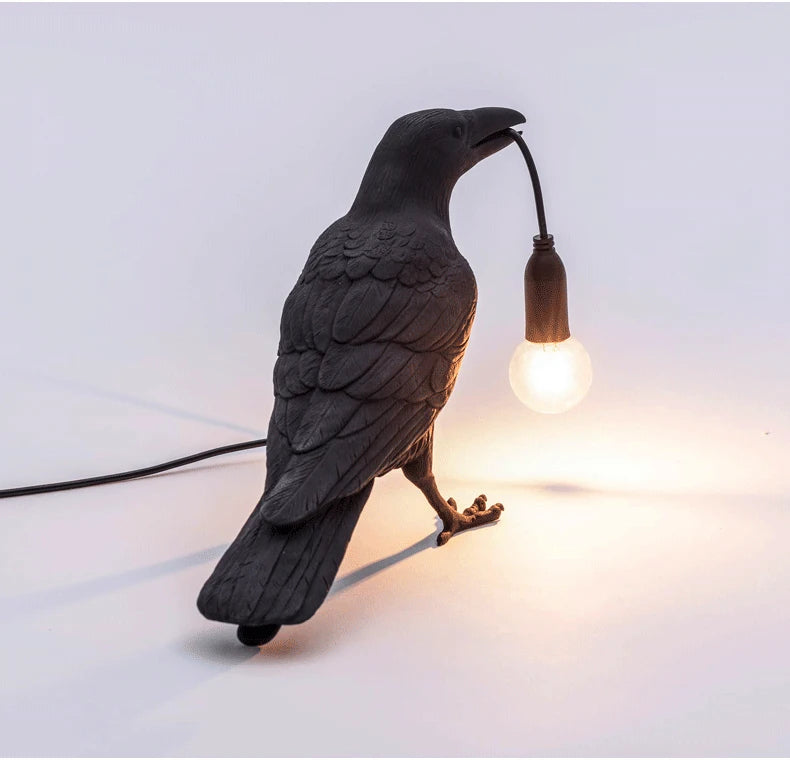 b094vp69r2 resin lucky bird crow wall lamp table lamp night light bedroom bedside living room wall lamp home decoration