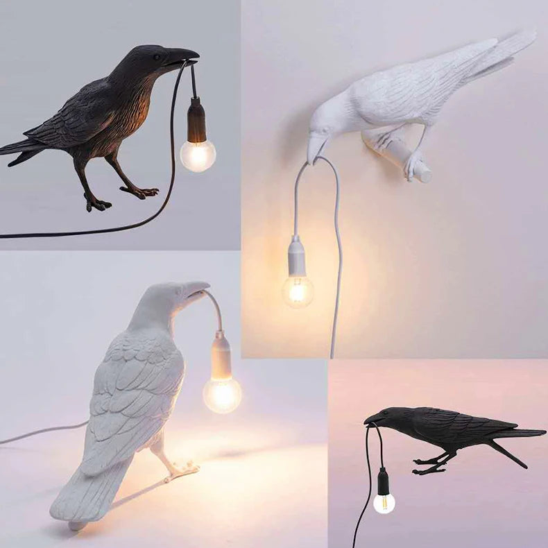b094vp69r2 resin lucky bird crow wall lamp table lamp night light bedroom bedside living room wall lamp home decoration