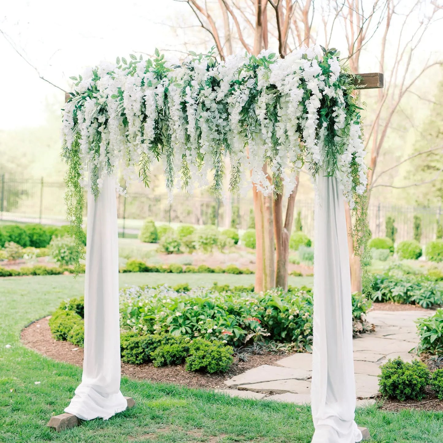 12pcs artificial wisteria flowers string hanging garland outdoor wedding garden arch decoration home party decor fake flower