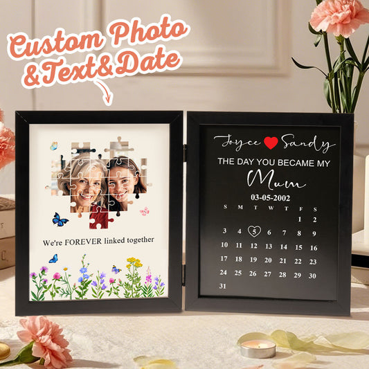 Personalized The Day You Became My Mother Puzzle Photo Frame Mother's Day Gift for Mum, Custom Keepsake for Celebrating Special Moments