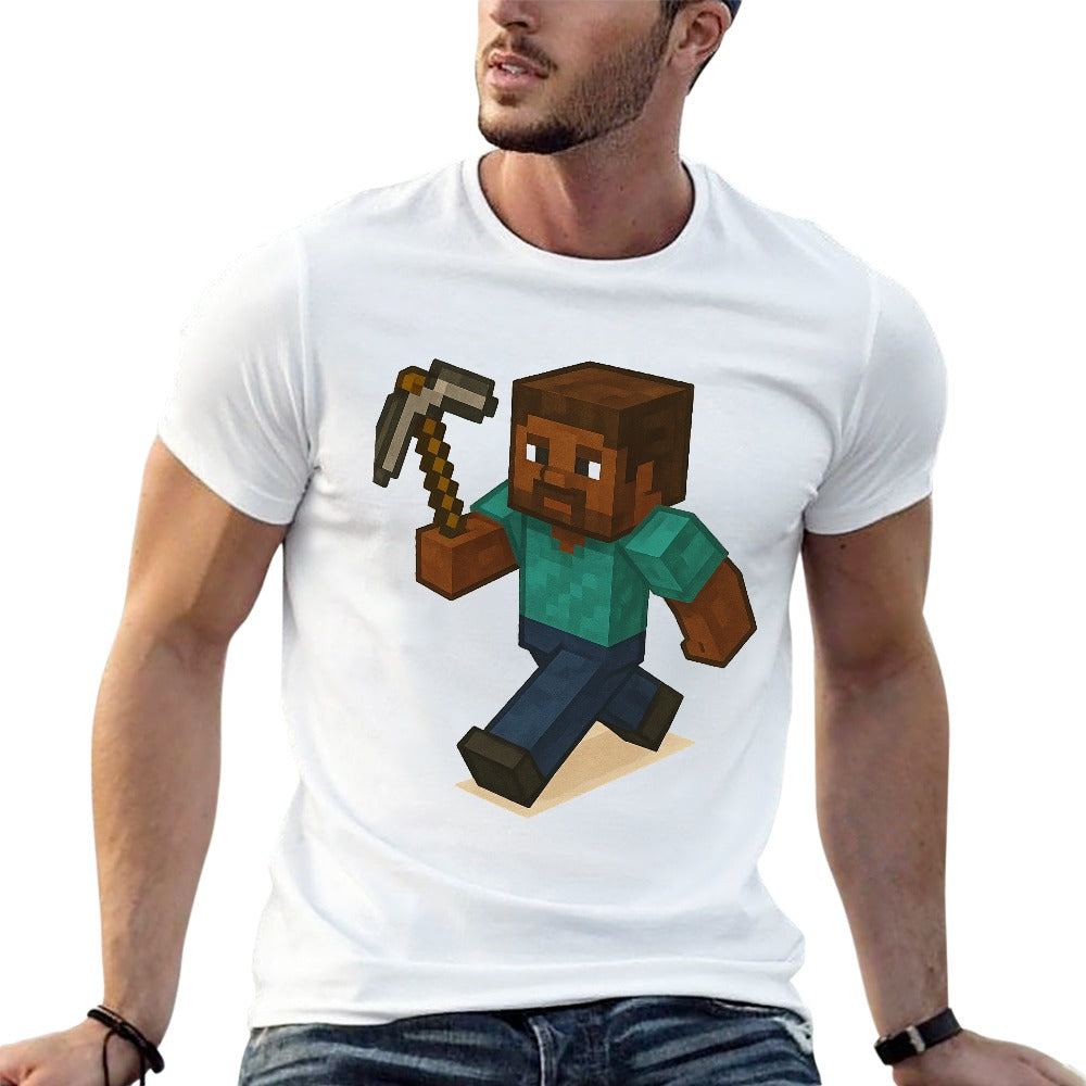 2025 new 150g men's short sleeve t-shirt, breathable cotton, casual wear, fitness, travel, double-sided print, comfortable fit, available in multiple sizes