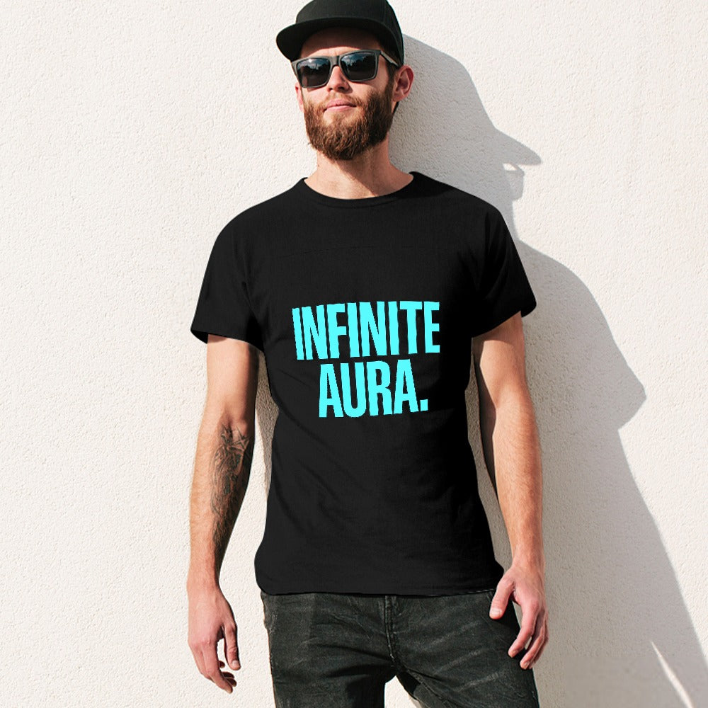 men's t-shirt 100% cotton infinite aura graphic tee for casual wear, soft breathable fabric, comfortable fit, stylish design for men, ideal for fitness and leisure activities