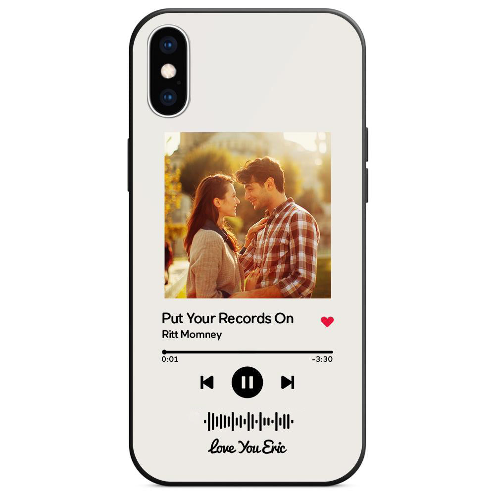 custom scannable music code glass iphone cases with picture for iphone series, slim lightweight design, anti-drop protection, easy clean, wireless charging compatible