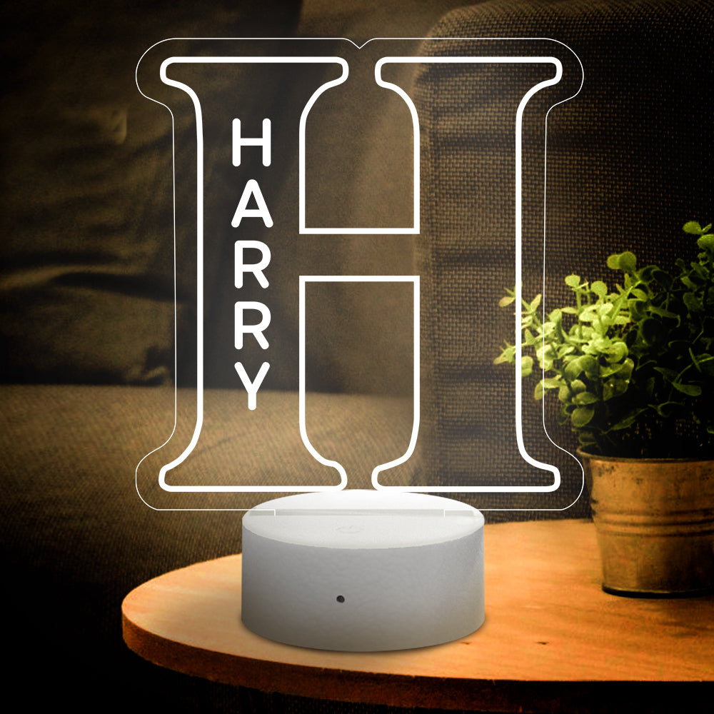 a-z 26 letters led lamp custom name night light for kids, colour changing acrylic night light, personalised bedroom decor, gift for him or her