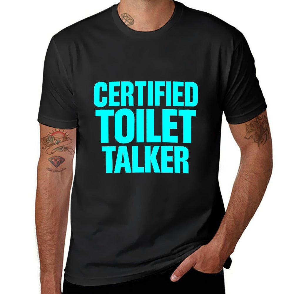 2025 men's short sleeve t-shirt certified toilet talker 150g cotton casual tee for fitness, leisure, home, travel, events