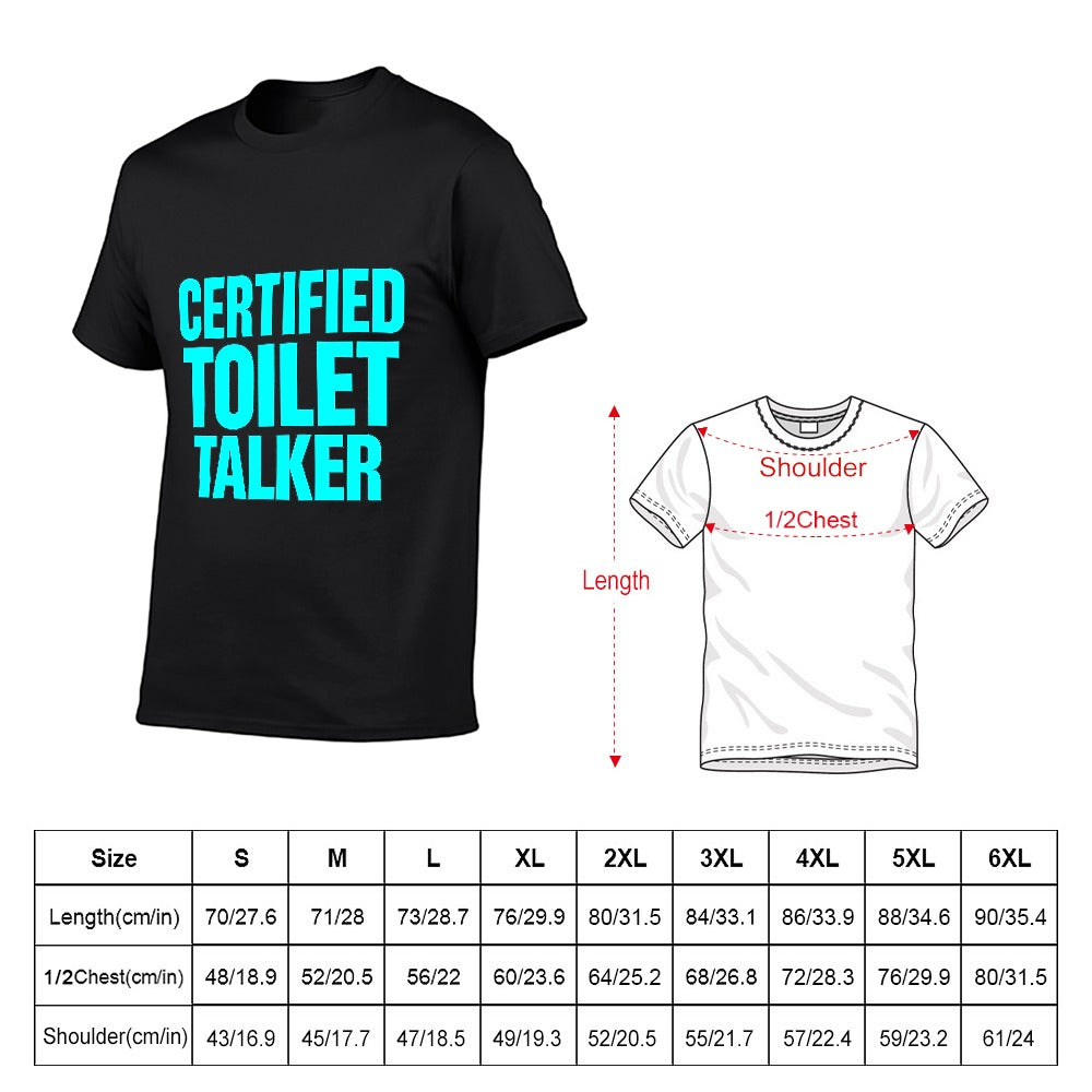 2025 men's short sleeve t-shirt certified toilet talker 150g cotton casual tee for fitness, leisure, home, travel, events