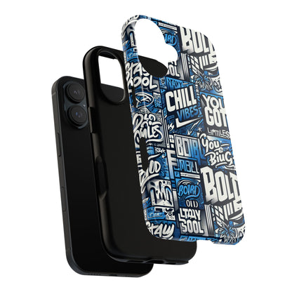 Vibrant 3D Typography Phone Case in Blue – Stylish Protection for Trendy Individuals – Compatible with iPhone 13, 14, 15 & 16 – all models including Pro, Pro Max & Plus