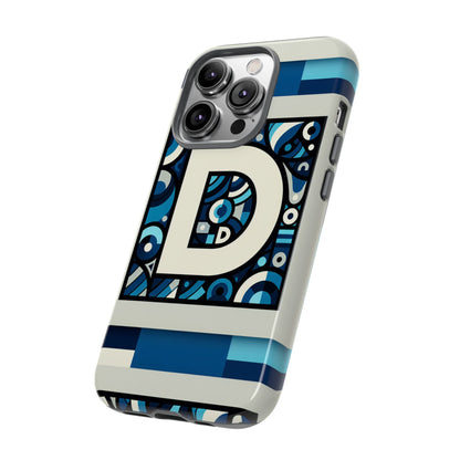 Blue Alphabet Letter D Phone Case with 3D Wrap and Shock Protection for Kids and Teens