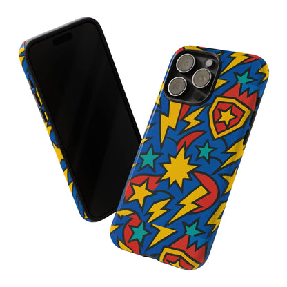 Multicolour Superhero Phone Case with 3D Design for Playful Protection Compatible with iPhone 13, 14, 15 & 16 – all models including Pro, Pro Max & Plus