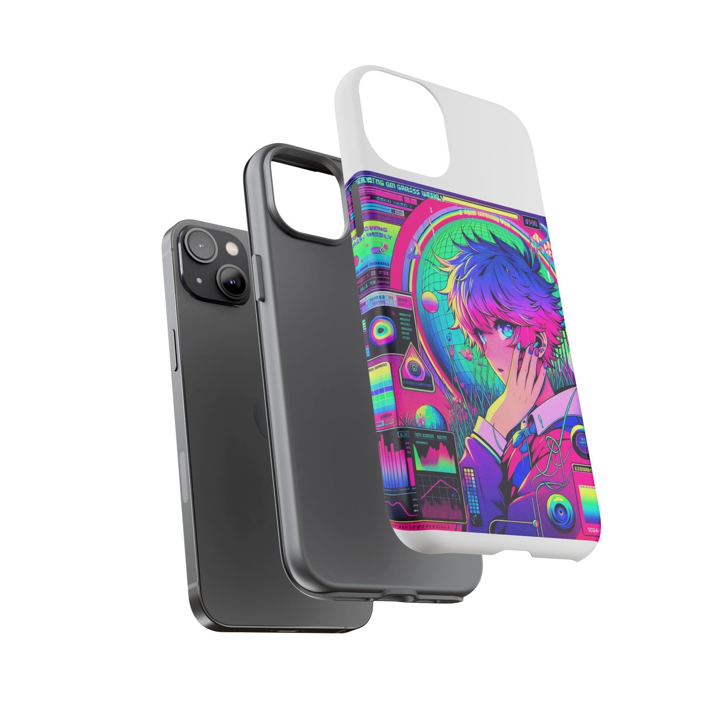 touching grass weekly vibrant protective phone case for smartphones, retro anime design, shock absorbent tpu, uv protected, unique gift for tech enthusiasts