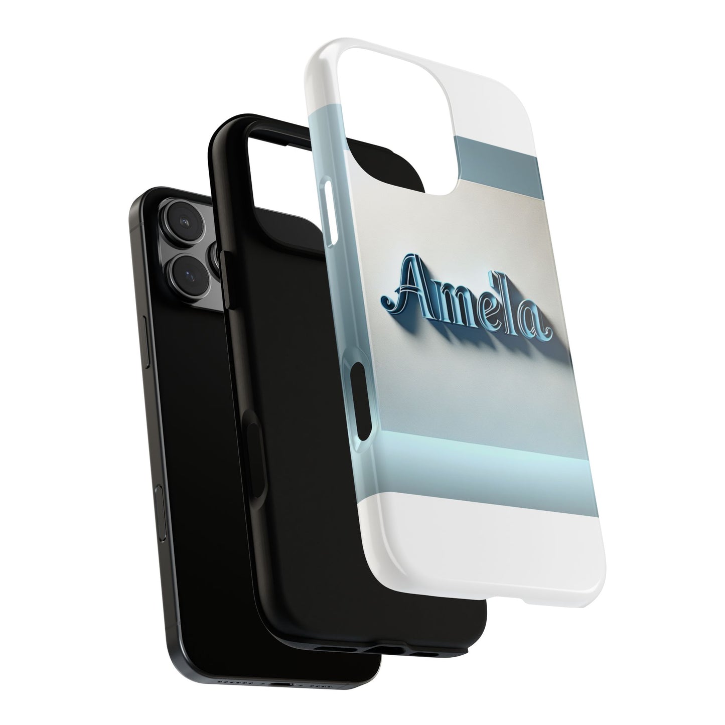 sleek 3d glossy phone case in blue with elegant name design fashion accessory for personal expression compatible with iphone 13, 14, 15 & 16 – all models including pro, pro max & plus