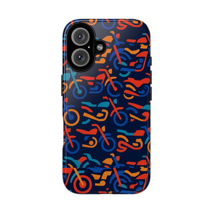 Vibrant 3D Multicolour Motorcycle Pattern Protective Phone Case for Creative Individuals – Stylish Protection Compatible with iPhone 13, 14, 15 & 16 – All Models Including Pro, Pro Max & Plus