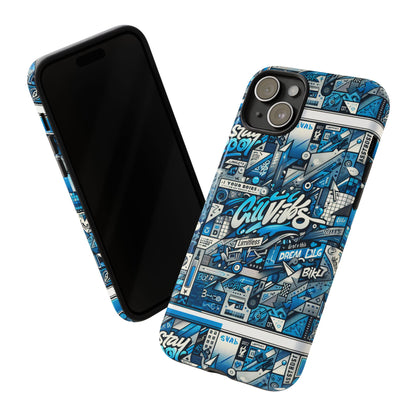 Vibrant 3D Wrap Protective Phone Case in Retro Blue Aesthetic for Stylish Protection Compatible with iPhone 13, 14, 15 & 16 – All Models Including Pro, Pro Max & Plus