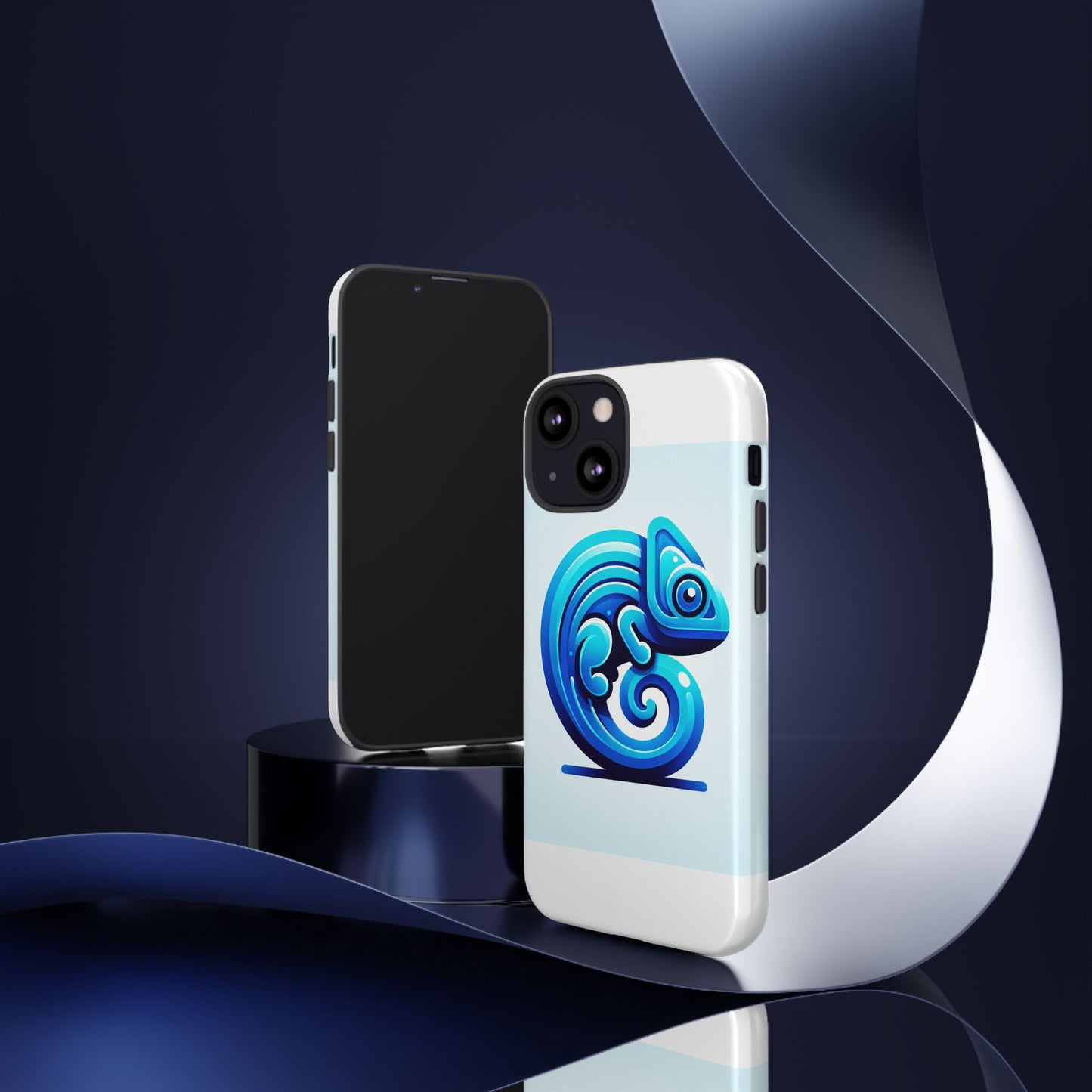 vibrant 3d chameleon phone case in blue retro design for stylish protection – compatible with iphone 13, 14, 15 & 16 – all models including pro, pro max & plus
