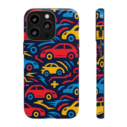 Multicolour Retro 3D Wrap Protective Phone Case with Vibrant Car Design for Stylish Protection Compatible with iPhone 13, 14, 15 & 16 – all models including Pro, Pro Max & Plus