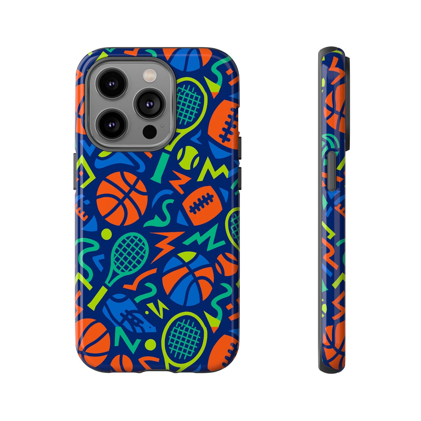 vibrant 3d sports pattern protective phone case for unisex – colourful accessory for stylish protection compatible with iphone 13, 14, 15 & 16 – all models including pro, pro max & plus