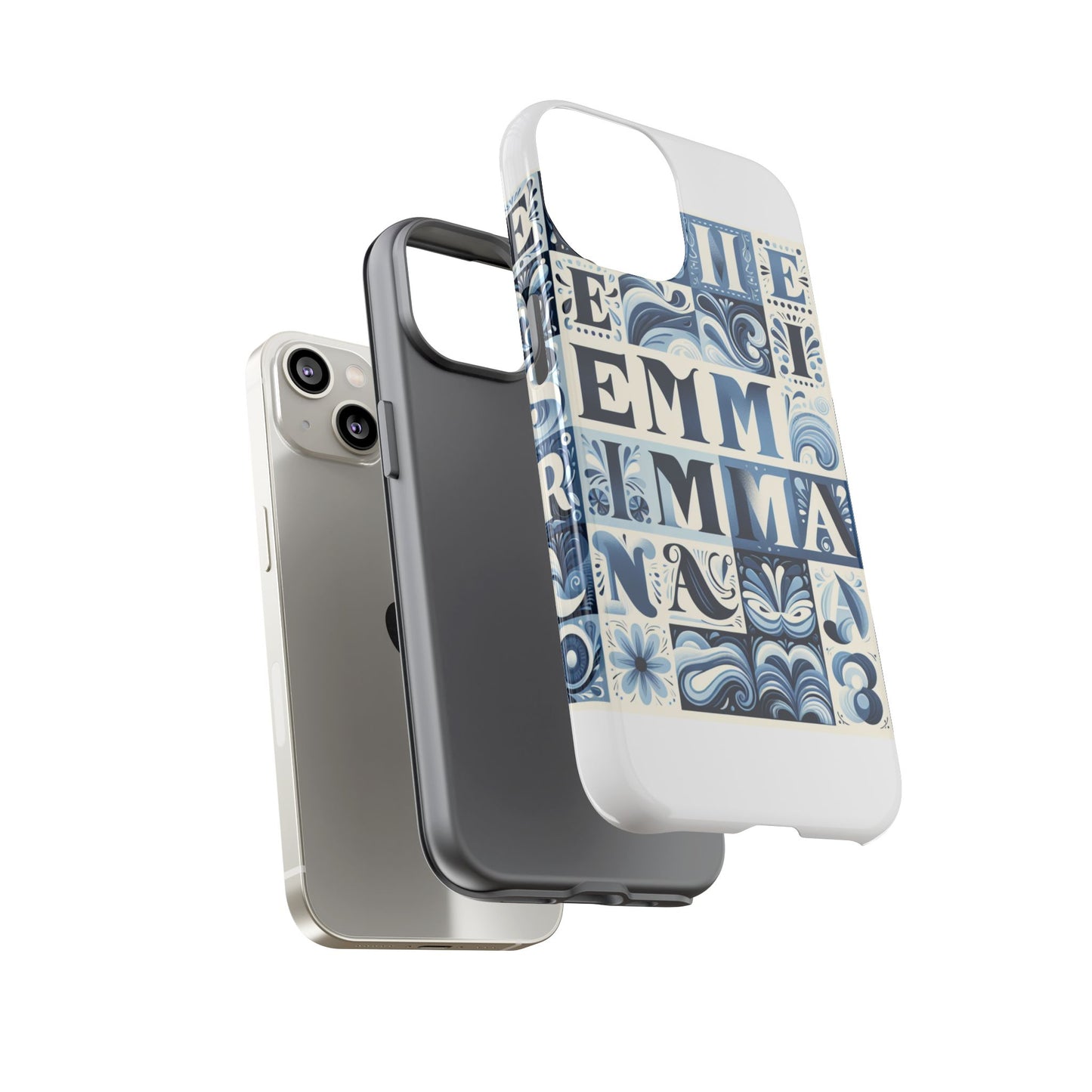 vibrant 3d alphabet design protective phone case in blue for stylish smartphone accessories compatible with iphone 13, 14, 15 & 16 – all models including pro, pro max & plus