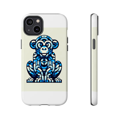 Vibrant Blue 3D Wrap Phone Case with Playful Monkey Design for Creative Individuals Compatible with iPhone 13, 14, 15 & 16 – all models including Pro, Pro Max & Plus