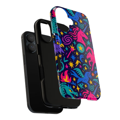 Vibrant Fantasy Unicorns Protective Phone Case – Colourful 3D Design for Stylish Protection – Compatible with iPhone 13, 14, 15 & 16 – All Models Including Pro, Pro Max & Plus
