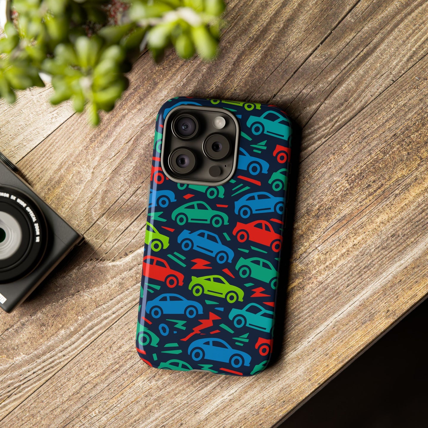 vibrant retro automotive design protective phone case for kids and adults – colourful 3d wrap style – stylish protection compatible with iphone 13, 14, 15 & 16 – all models including pro, pro max & plus