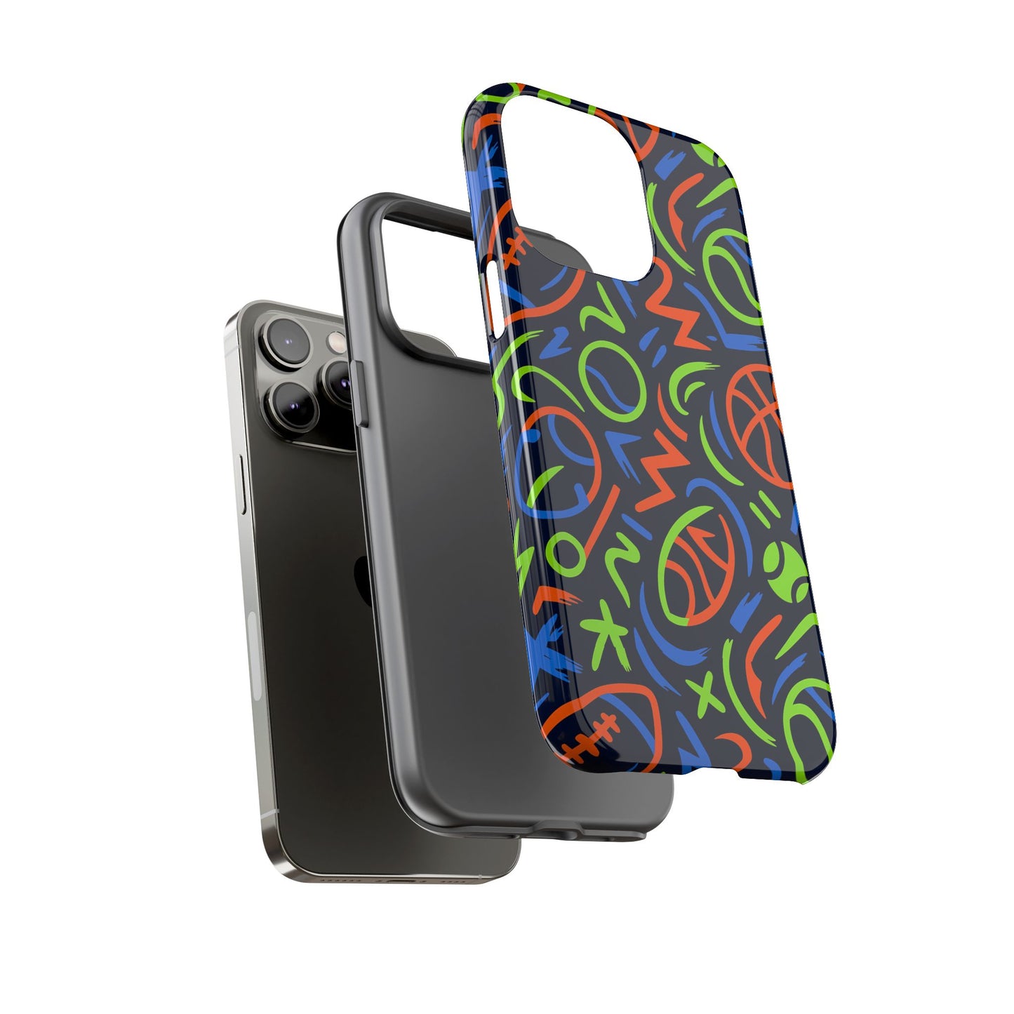 vibrant 3d wrap protective phone case with colourful sports design for unique style and expression compatible with iphone 13, 14, 15 & 16 – all models including pro, pro max & plus